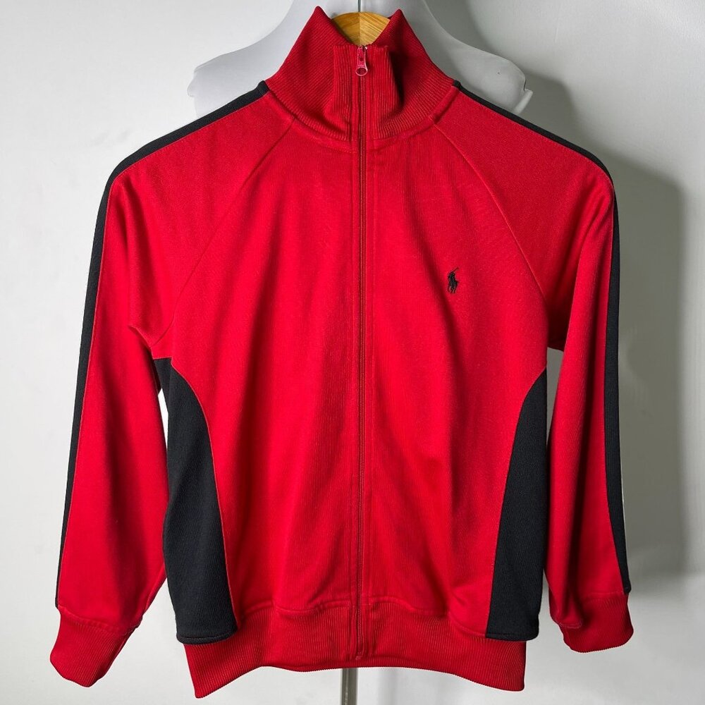 Polo by Ralph Lauren Boy's Red Black Full Zip Track Jacket Size Medium (12-14)